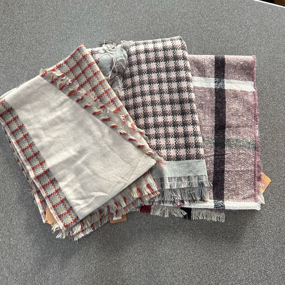Set of 3 large scarves / shawls. Very soft, very pretty, all new with tags!